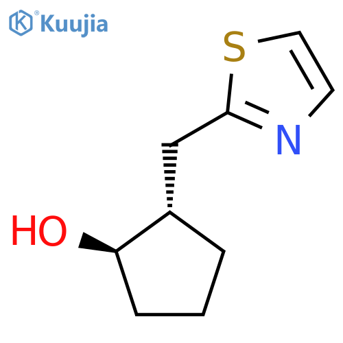 rac-(1R,2S)-2-(1,3-thiazol-2-yl)methylcyclopentan-1-ol structure
