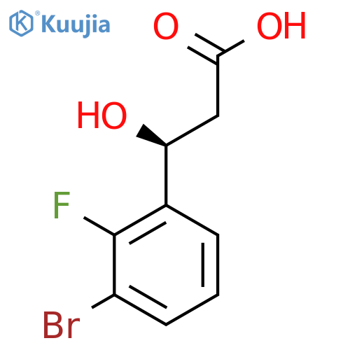 (3S)-3-(3-bromo-2-fluorophenyl)-3-hydroxypropanoic acid structure