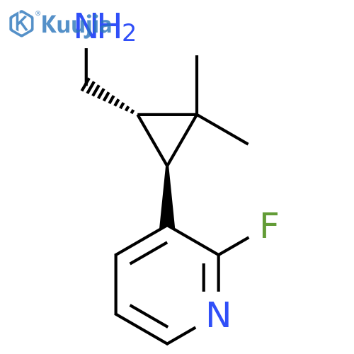 rac-[(1R,3R)-3-(2-fluoropyridin-3-yl)-2,2-dimethylcyclopropyl]methanamine structure