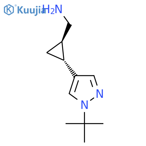 rac-(1R,2R)-2-(1-tert-butyl-1H-pyrazol-4-yl)cyclopropylmethanamine structure