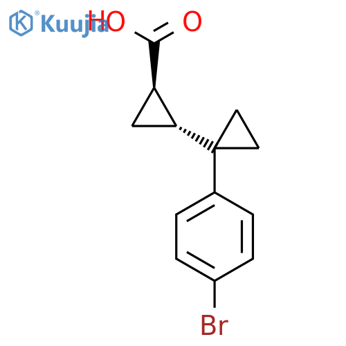 rac-(1R,2R)-2-1-(4-bromophenyl)cyclopropylcyclopropane-1-carboxylic acid structure