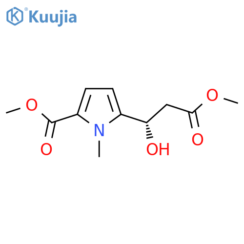 methyl 5-(1S)-1-hydroxy-3-methoxy-3-oxopropyl-1-methyl-1H-pyrrole-2-carboxylate structure
