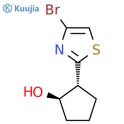 rac-(1R,2R)-2-(4-bromo-1,3-thiazol-2-yl)cyclopentan-1-ol structure