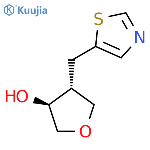 rac-(3R,4S)-4-(1,3-thiazol-5-yl)methyloxolan-3-ol structure