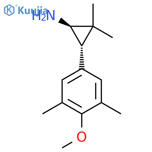 rac-(1R,3S)-3-(4-methoxy-3,5-dimethylphenyl)-2,2-dimethylcyclopropan-1-amine structure