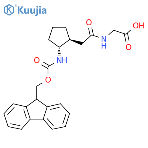 rac-2-{2-(1R,2S)-2-({(9H-fluoren-9-yl)methoxycarbonyl}amino)cyclopentylacetamido}acetic acid structure