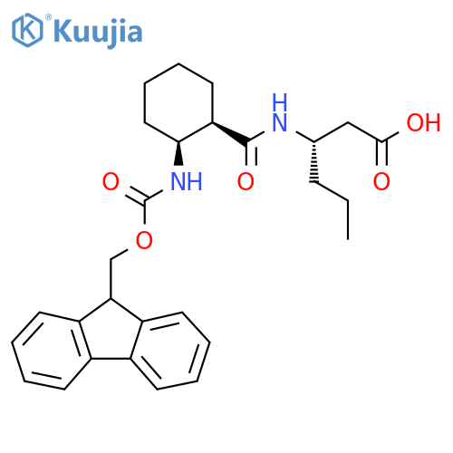 (3S)-3-{(1RS,2SR)-2-({(9H-fluoren-9-yl)methoxycarbonyl}amino)cyclohexylformamido}hexanoic acid structure