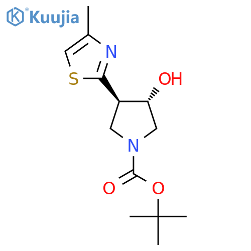 rac-tert-butyl (3R,4S)-3-hydroxy-4-(4-methyl-1,3-thiazol-2-yl)pyrrolidine-1-carboxylate structure