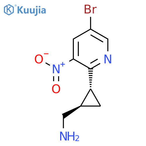 rac-(1R,2R)-2-(5-bromo-3-nitropyridin-2-yl)cyclopropylmethanamine structure