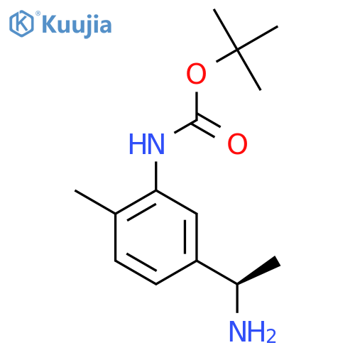 tert-butyl N-{5-(1R)-1-aminoethyl-2-methylphenyl}carbamate structure