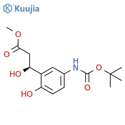methyl (3S)-3-(5-{(tert-butoxy)carbonylamino}-2-hydroxyphenyl)-3-hydroxypropanoate structure