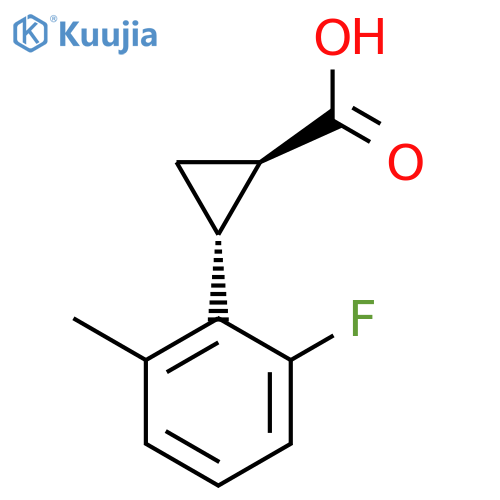 rac-(1R,2R)-2-(2-fluoro-6-methylphenyl)cyclopropane-1-carboxylic acid structure