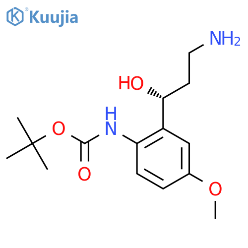 tert-butyl N-{2-(1R)-3-amino-1-hydroxypropyl-4-methoxyphenyl}carbamate structure