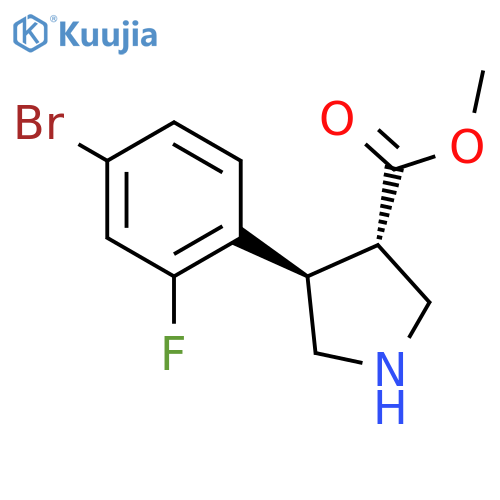 rac-methyl (3R,4S)-4-(4-bromo-2-fluorophenyl)pyrrolidine-3-carboxylate structure