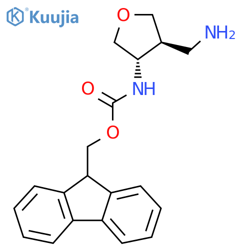 rac-(9H-fluoren-9-yl)methyl N-(3R,4R)-4-(aminomethyl)oxolan-3-ylcarbamate structure