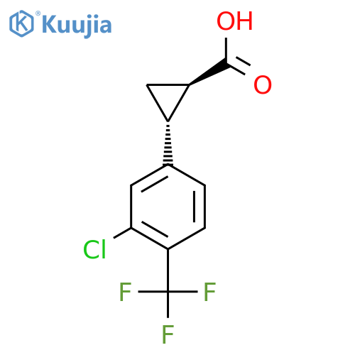rac-(1R,2R)-2-3-chloro-4-(trifluoromethyl)phenylcyclopropane-1-carboxylic acid structure