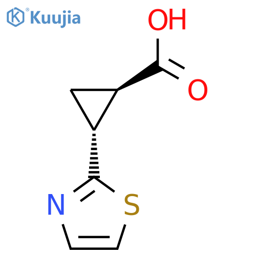 rac-(1R,2R)-2-(1,3-thiazol-2-yl)cyclopropane-1-carboxylic acid structure