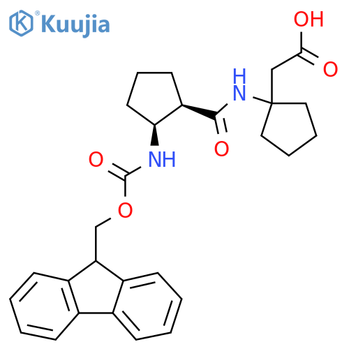rac-2-{1-(1R,2S)-2-({(9H-fluoren-9-yl)methoxycarbonyl}amino)cyclopentaneamidocyclopentyl}acetic acid structure