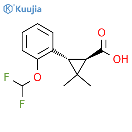 rac-(1R,3R)-3-2-(difluoromethoxy)phenyl-2,2-dimethylcyclopropane-1-carboxylic acid structure