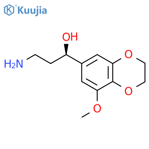(1R)-3-amino-1-(8-methoxy-2,3-dihydro-1,4-benzodioxin-6-yl)propan-1-ol structure