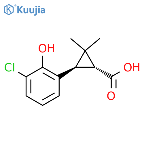 rac-(1R,3R)-3-(3-chloro-2-hydroxyphenyl)-2,2-dimethylcyclopropane-1-carboxylic acid structure