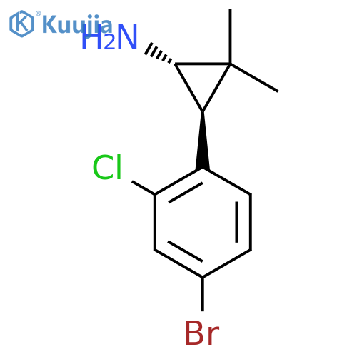 rac-(1R,3R)-3-(4-bromo-2-chlorophenyl)-2,2-dimethylcyclopropan-1-amine structure