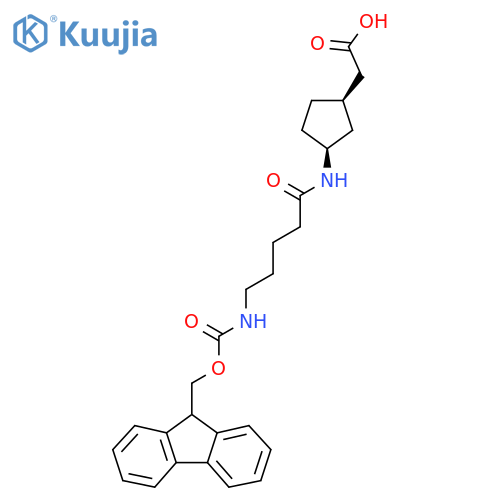 rac-2-(1R,3S)-3-5-({(9H-fluoren-9-yl)methoxycarbonyl}amino)pentanamidocyclopentylacetic acid structure