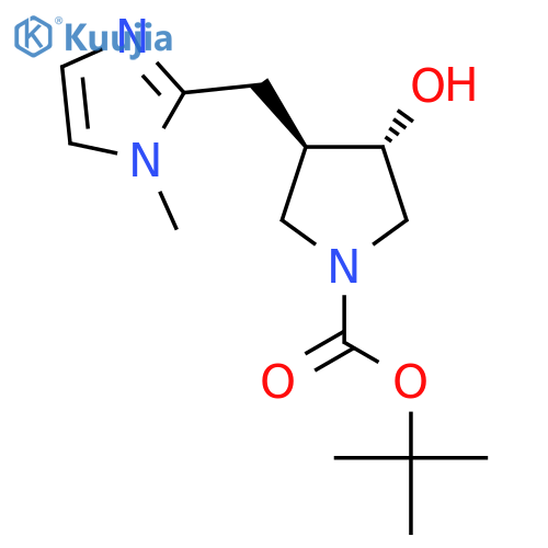 rac-tert-butyl (3R,4S)-3-hydroxy-4-(1-methyl-1H-imidazol-2-yl)methylpyrrolidine-1-carboxylate structure