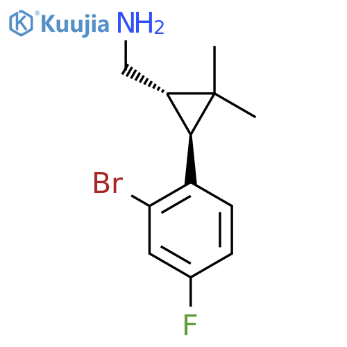 rac-(1R,3R)-3-(2-bromo-4-fluorophenyl)-2,2-dimethylcyclopropylmethanamine structure