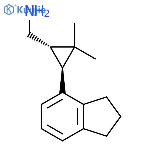 rac-(1R,3R)-3-(2,3-dihydro-1H-inden-4-yl)-2,2-dimethylcyclopropylmethanamine structure