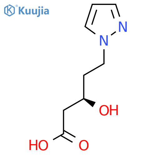 (3R)-3-hydroxy-5-(1H-pyrazol-1-yl)pentanoic acid structure