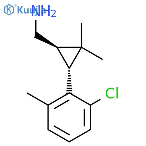 rac-(1R,3R)-3-(2-chloro-6-methylphenyl)-2,2-dimethylcyclopropylmethanamine structure