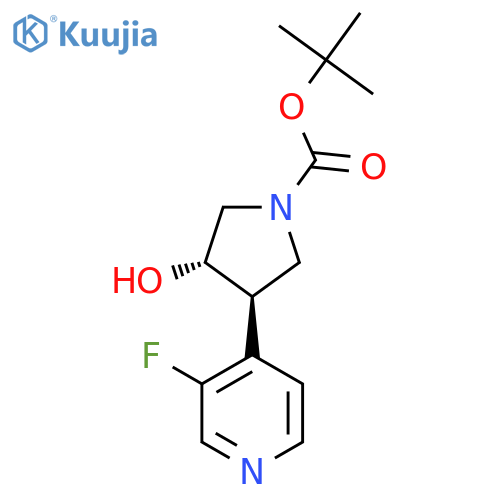 rac-tert-butyl (3R,4S)-3-(3-fluoropyridin-4-yl)-4-hydroxypyrrolidine-1-carboxylate structure