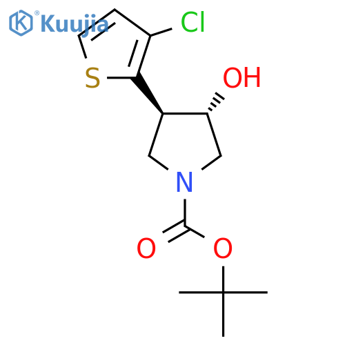 rac-tert-butyl (3R,4S)-3-(3-chlorothiophen-2-yl)-4-hydroxypyrrolidine-1-carboxylate structure