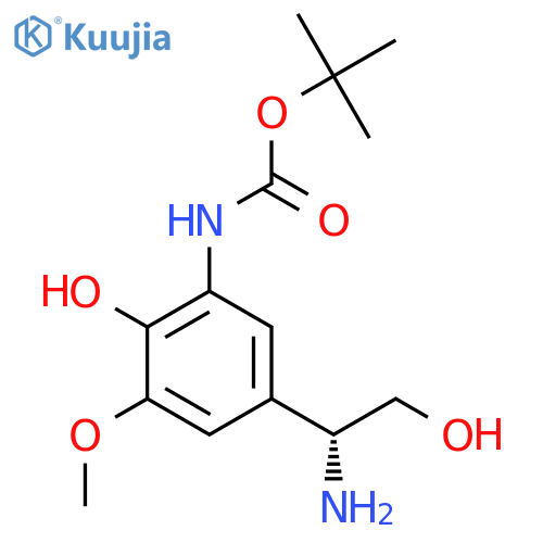 tert-butyl N-{5-(1R)-1-amino-2-hydroxyethyl-2-hydroxy-3-methoxyphenyl}carbamate structure