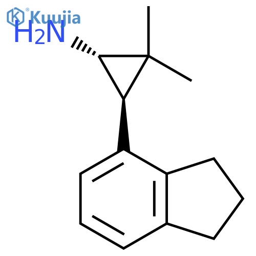 rac-(1R,3S)-3-(2,3-dihydro-1H-inden-4-yl)-2,2-dimethylcyclopropan-1-amine structure