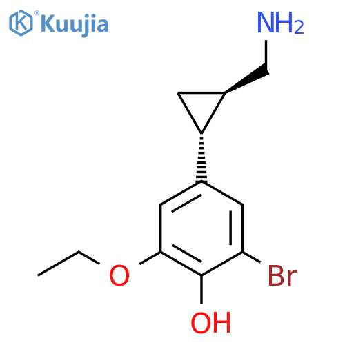 rac-4-(1R,2R)-2-(aminomethyl)cyclopropyl-2-bromo-6-ethoxyphenol structure