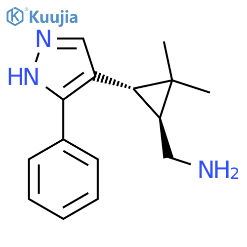 rac-(1R,3R)-2,2-dimethyl-3-(3-phenyl-1H-pyrazol-4-yl)cyclopropylmethanamine structure