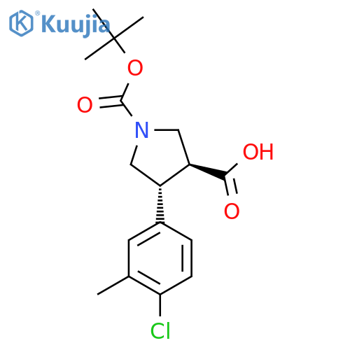 rac-(3R,4S)-1-(tert-butoxy)carbonyl-4-(4-chloro-3-methylphenyl)pyrrolidine-3-carboxylic acid structure