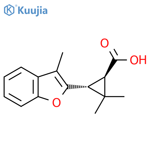 rac-(1R,3R)-2,2-dimethyl-3-(3-methyl-1-benzofuran-2-yl)cyclopropane-1-carboxylic acid structure