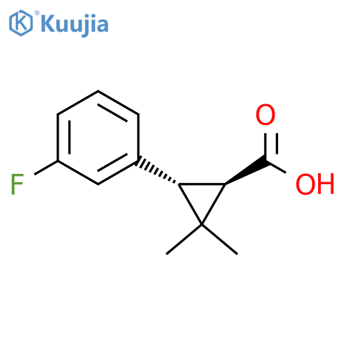 rac-(1R,3R)-3-(3-fluorophenyl)-2,2-dimethylcyclopropane-1-carboxylic acid structure