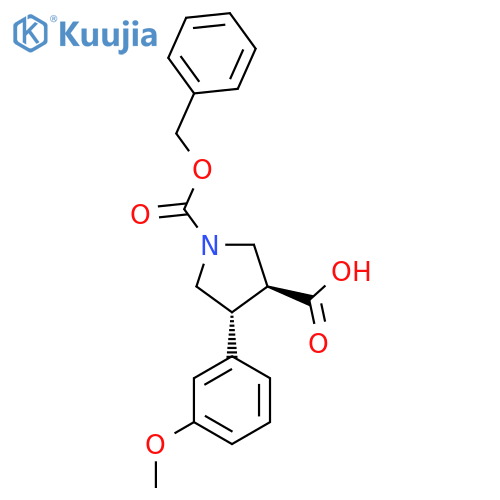 rac-(3R,4S)-1-[(benzyloxy)carbonyl]-4-(3-methoxyphenyl)pyrrolidine-3-carboxylic acid structure