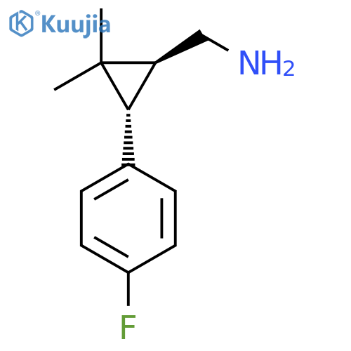 rac-(1R,3R)-3-(4-fluorophenyl)-2,2-dimethylcyclopropylmethanamine structure