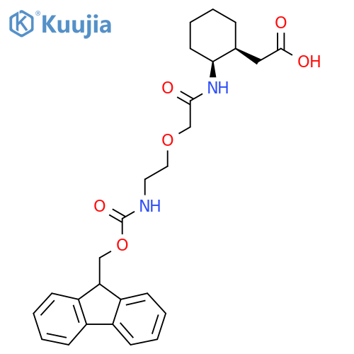 rac-2-(1R,2R)-2-{2-2-({(9H-fluoren-9-yl)methoxycarbonyl}amino)ethoxyacetamido}cyclohexylacetic acid structure