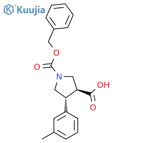 rac-(3R,4S)-1-(benzyloxy)carbonyl-4-(3-methylphenyl)pyrrolidine-3-carboxylic acid structure