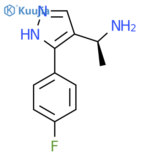 (1S)-1-3-(4-fluorophenyl)-1H-pyrazol-4-ylethan-1-amine structure
