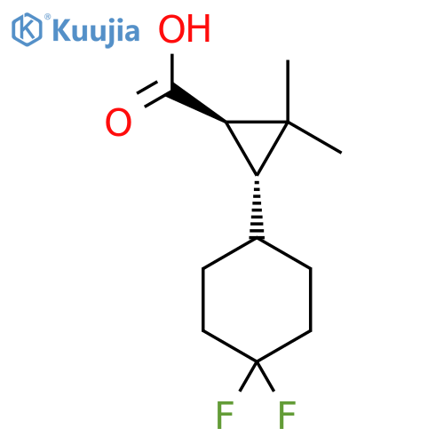 rac-(1R,3R)-3-(4,4-difluorocyclohexyl)-2,2-dimethylcyclopropane-1-carboxylic acid structure