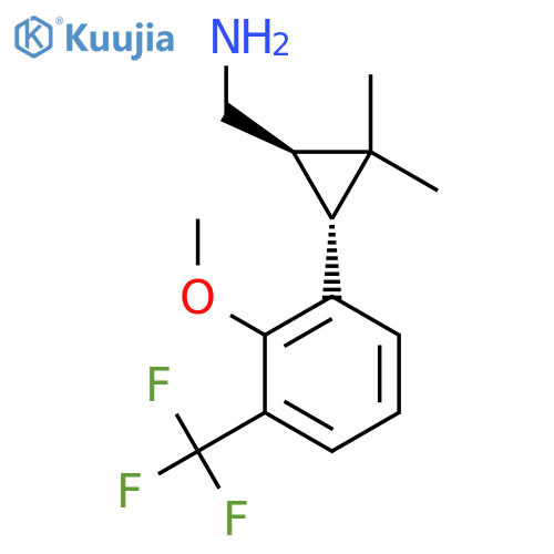 rac-(1R,3R)-3-2-methoxy-3-(trifluoromethyl)phenyl-2,2-dimethylcyclopropylmethanamine structure