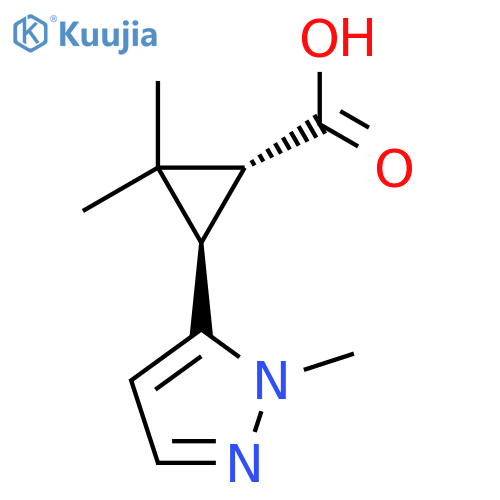 rac-(1R,3R)-2,2-dimethyl-3-(1-methyl-1H-pyrazol-5-yl)cyclopropane-1-carboxylic acid structure