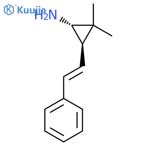 rac-(1R,3S)-2,2-dimethyl-3-(2-phenylethenyl)cyclopropan-1-amine structure